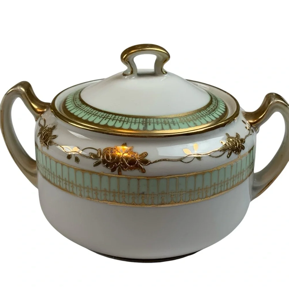 Nippon Hand Painted Moriage Sugar Bowl